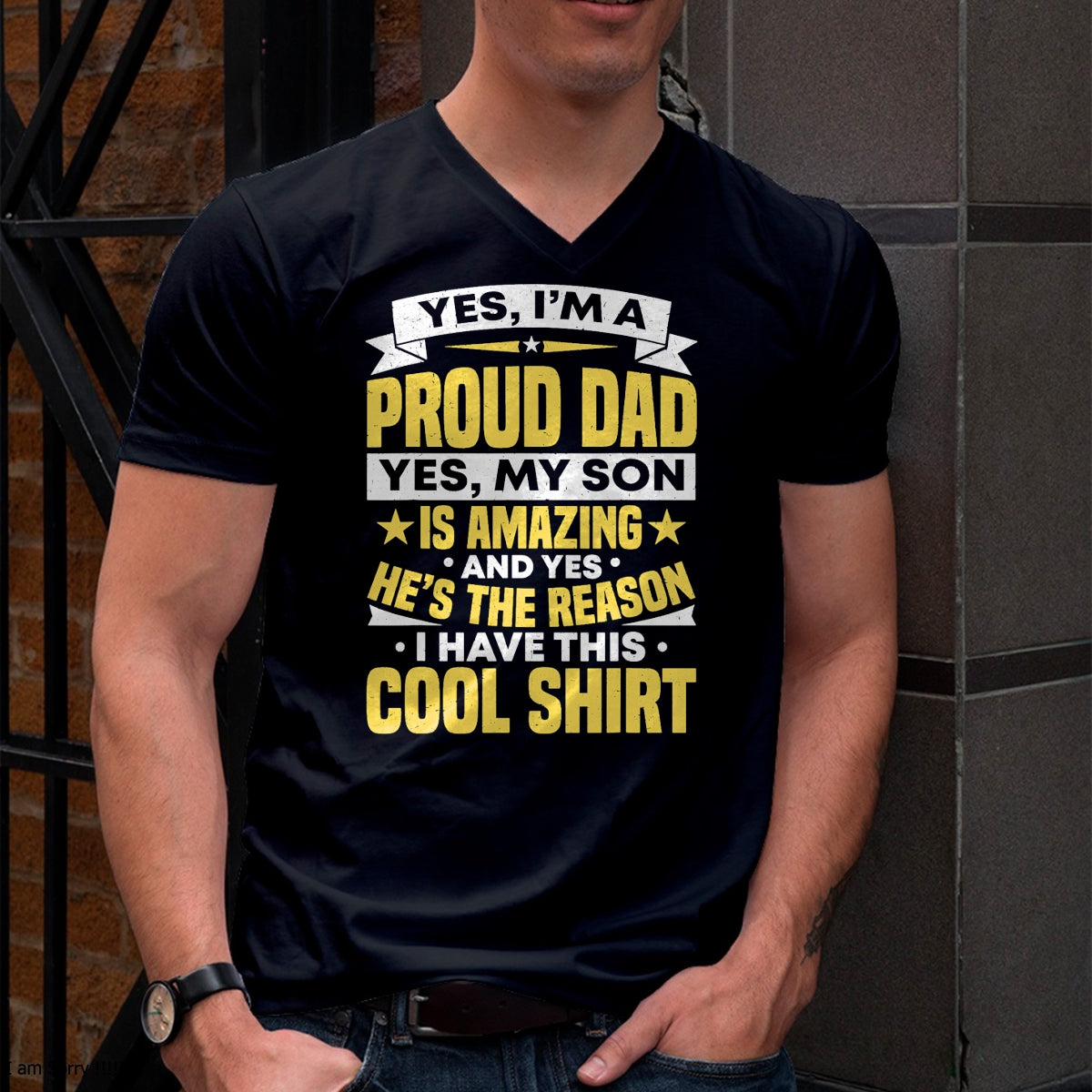Proud Dad Of A Son Father's Day From Son T-Shirt- Gift From Dad Unisex T-Shirt/Hoodie - NGHL00 (SKUT-2310EMAILDS-42)
