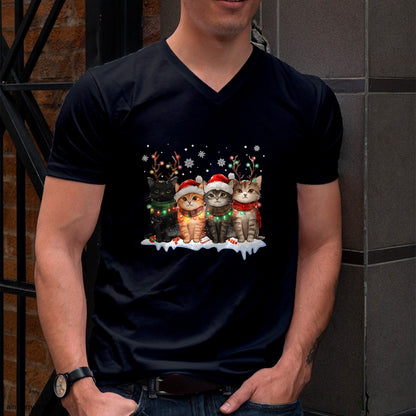 Cat Christmas Light Reindeer Santa Christmas Cat Lover T-Shirt - Christmas Unisex T-Shirt/Hoodie/Sweatshirt - NGHL00