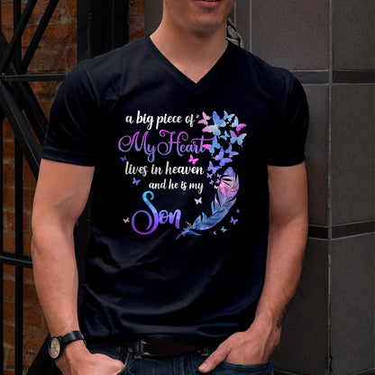 My Son Lives In Heaven Memorial Quotes Love Mom Dad Matching T-Shirt - Gift From Dad Unisex T-Shirt/Hoodie - NGHL00 (SKUT-2310EMAILDS-40)