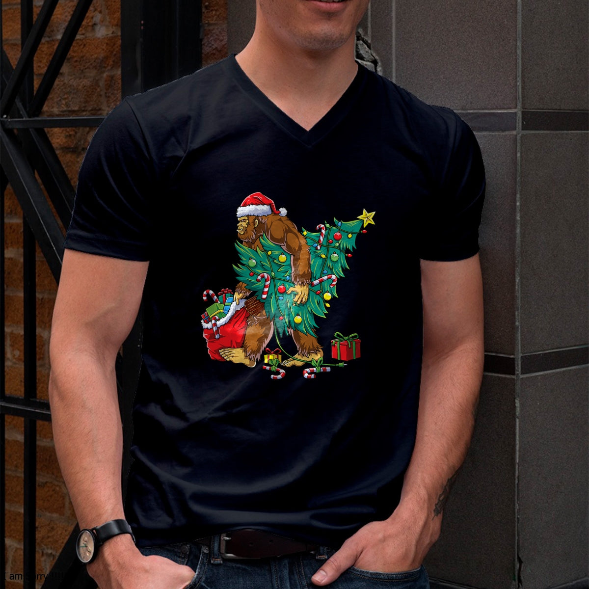 Most Wonderful Christmas Co Bigfoot Christmas Tree Lights Xmas Boys Men Sasquax T-Shirt - Christmas Unisex T-Shirt/Hoodie/Sweatshirt - NGHL00