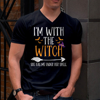 I'm With The Witch Funny Halloween Couples Costume T-Shirt - Halloween Unisex T-Shirt/Hoodie - NGHL00
