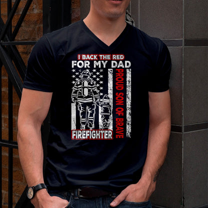 I Back The Red For My Dad Proud Son Firefighter Fathers Day T-Shirt - Gift From Dad Unisex T-Shirt/Hoodie - NGHL00 (SKUT-2310EMAILDS-33)