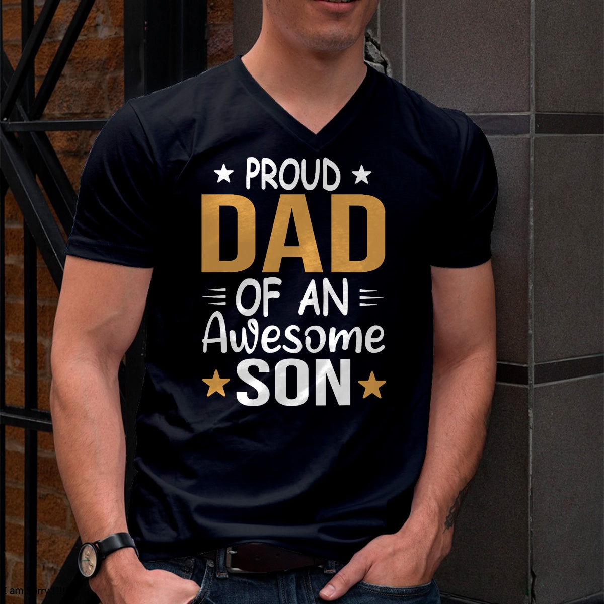 Men Proud Dad Of A Boy An Awesome Son Father's Day T-Shirt - Gift From Dad Unisex T-Shirt/Hoodie - NGHL00 (SKUT-2310EMAILDS-38)