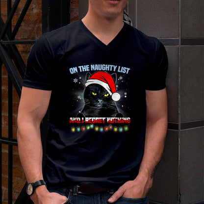 On The Naughty List And I Regret Nothing Cat Christmas T-Shirt - Christmas Unisex T-Shirt/Hoodie/Sweatshirt - NGHL00