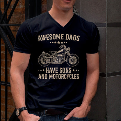 Vintage Biker Awesome Dads Have Sons And Motorcycles T-Shirt - Gift From Dad Unisex T-Shirt/Hoodie - NGHL00 (SKUT-2310EMAILDS-46)