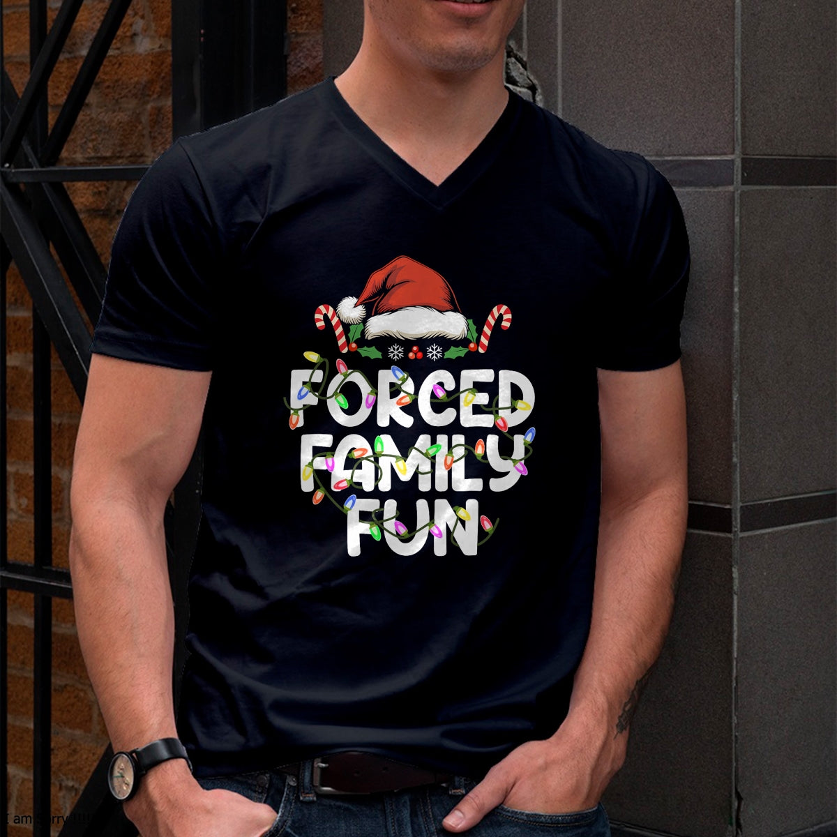 Forced Family Fun Christmas Pajamas Funny T-Shirt - Christmas Unisex T-Shirt/Hoodie/Sweatshirt - NGHL00