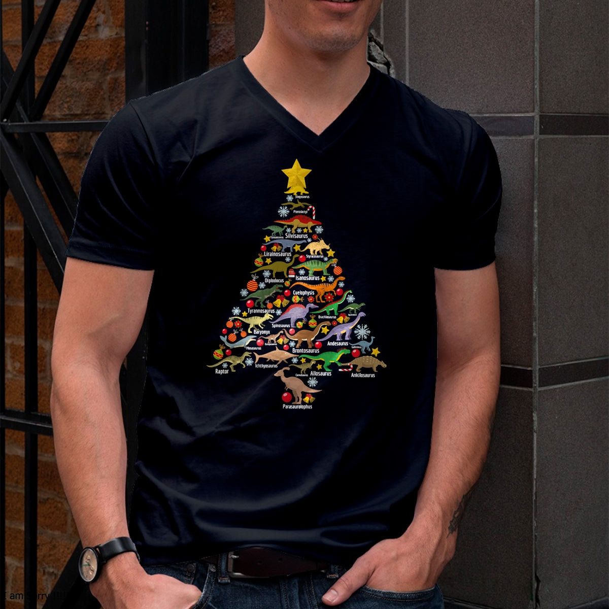 Dinosaur Christmas Tree Dino TRex Paleontologist Xmas Men T-Shirt - Christmas Unisex T-Shirt/Hoodie/Sweatshirt - NGHL00