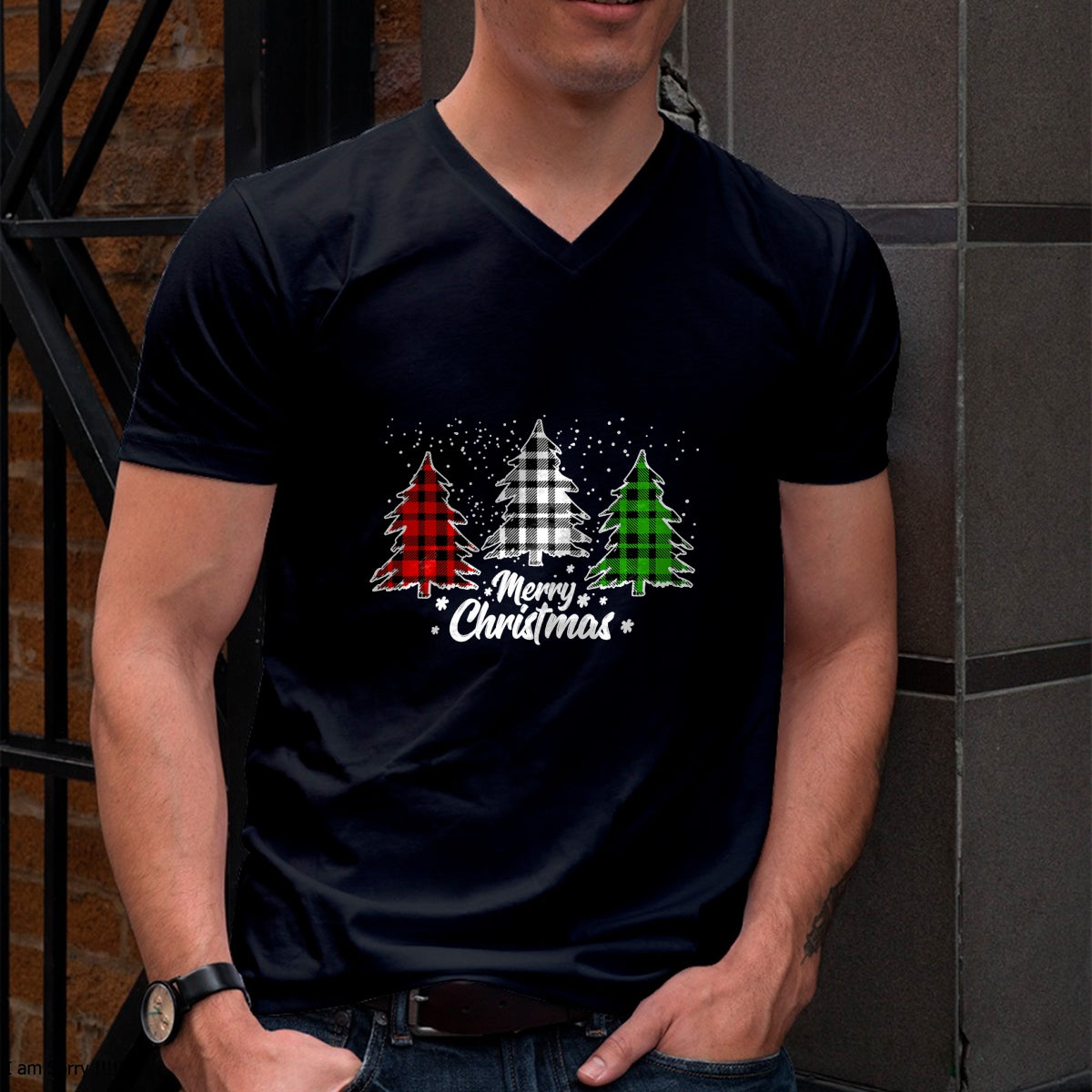 Merry Christmas Tree Xmas Buffalo Plaid Red White Green T-Shirt - Christmas Unisex T-Shirt/Hoodie/Sweatshirt - NGHL00
