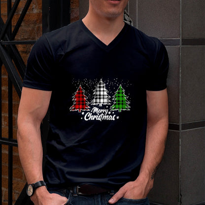 Merry Christmas Tree Xmas Buffalo Plaid Red White Green T-Shirt - Christmas Unisex T-Shirt/Hoodie/Sweatshirt - NGHL00