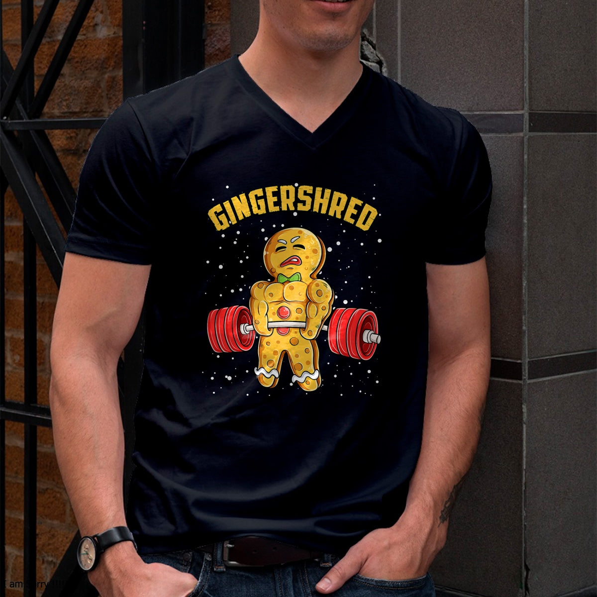 Gingershred Funny Gingerbread Man Gym Bodybuilding Christmas T-Shirt - Christmas Unisex T-Shirt/Hoodie/Sweatshirt - NGHL00