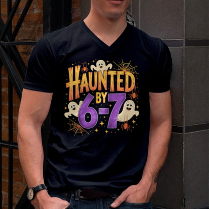 Haunted by 6-7 Halloween Ghosts and Spiders Design T-Shirt - Halloween Unisex T-Shirt/Hoodie - NGHL00