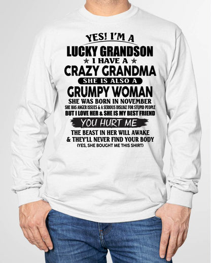NOVEMBER - LUCKY GRANDSON OF CRAZY GRANDMA -  PERFECT GIFT FROM GRANDMA - NGHL11 (SKU12-113-11)