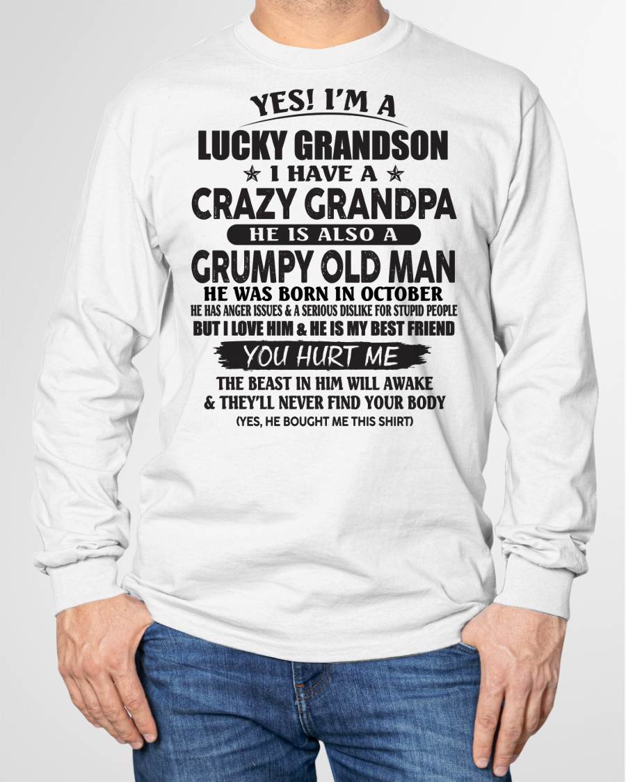 OCTOBER - LUCKY GRANDSON OF CRAZY GRANDPA -  PERFECT GIFT FROM GRANDPA - NGHL10 (SKU12-145-10)