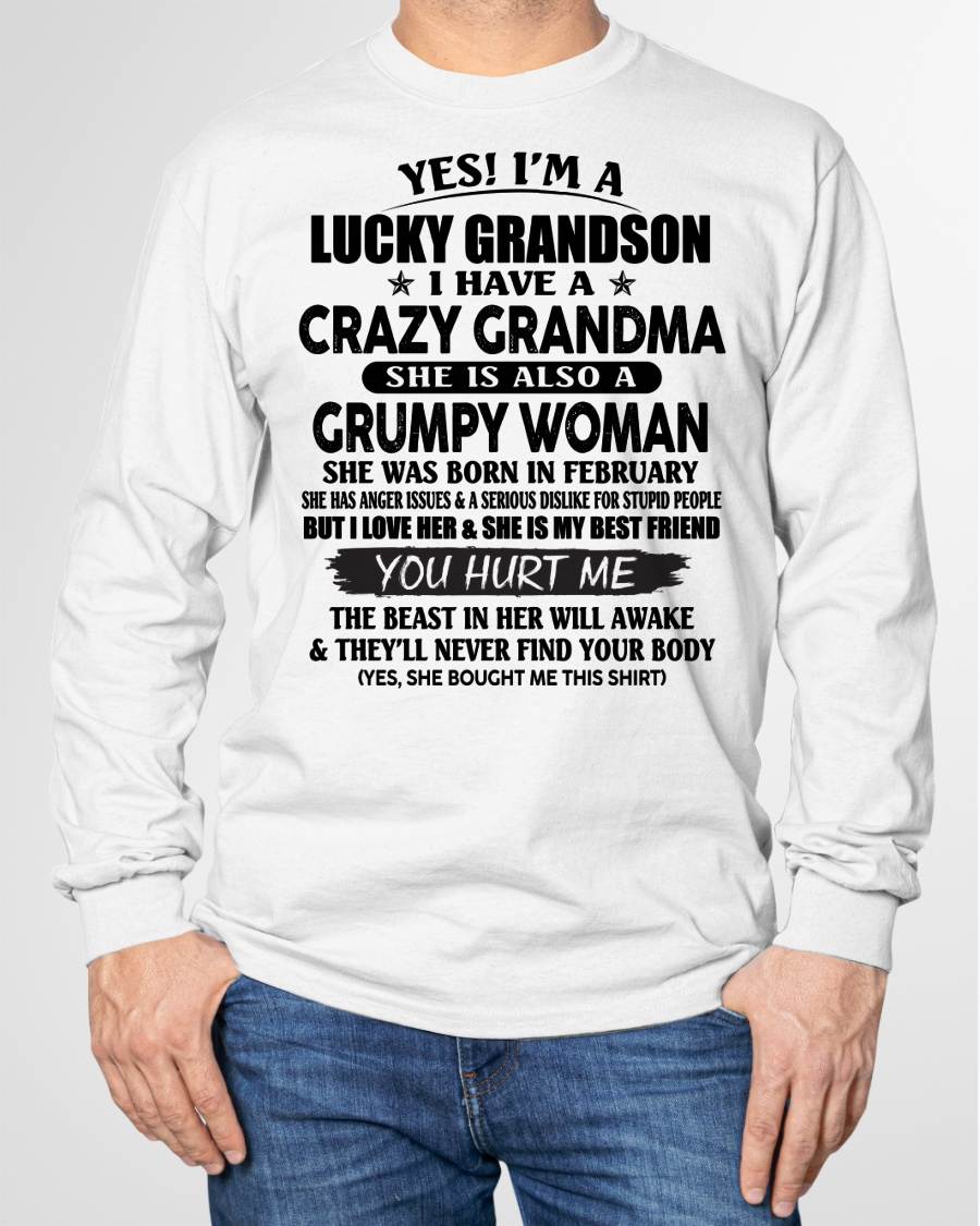 FEBRUARY - LUCKY GRANDSON OF CRAZY GRANDMA -  PERFECT GIFT FROM GRANDMA - NGHL02 (SKU12-113-02)