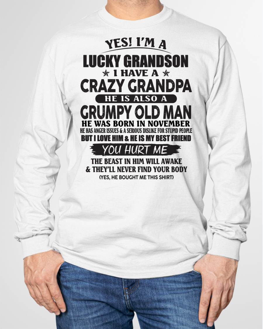 NOVEMBER - LUCKY GRANDSON OF CRAZY GRANDPA -  PERFECT GIFT FROM GRANDPA - NGHL11 (SKU12-145-11)