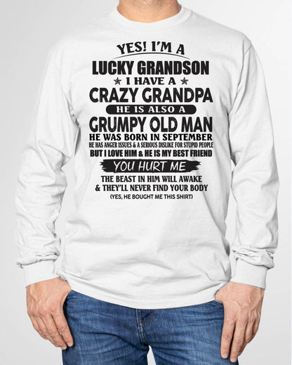 SEPTEMBER - LUCKY GRANDSON OF CRAZY GRANDPA -  PERFECT GIFT FROM GRANDPA - NGHL09 (SKU12-145-09)