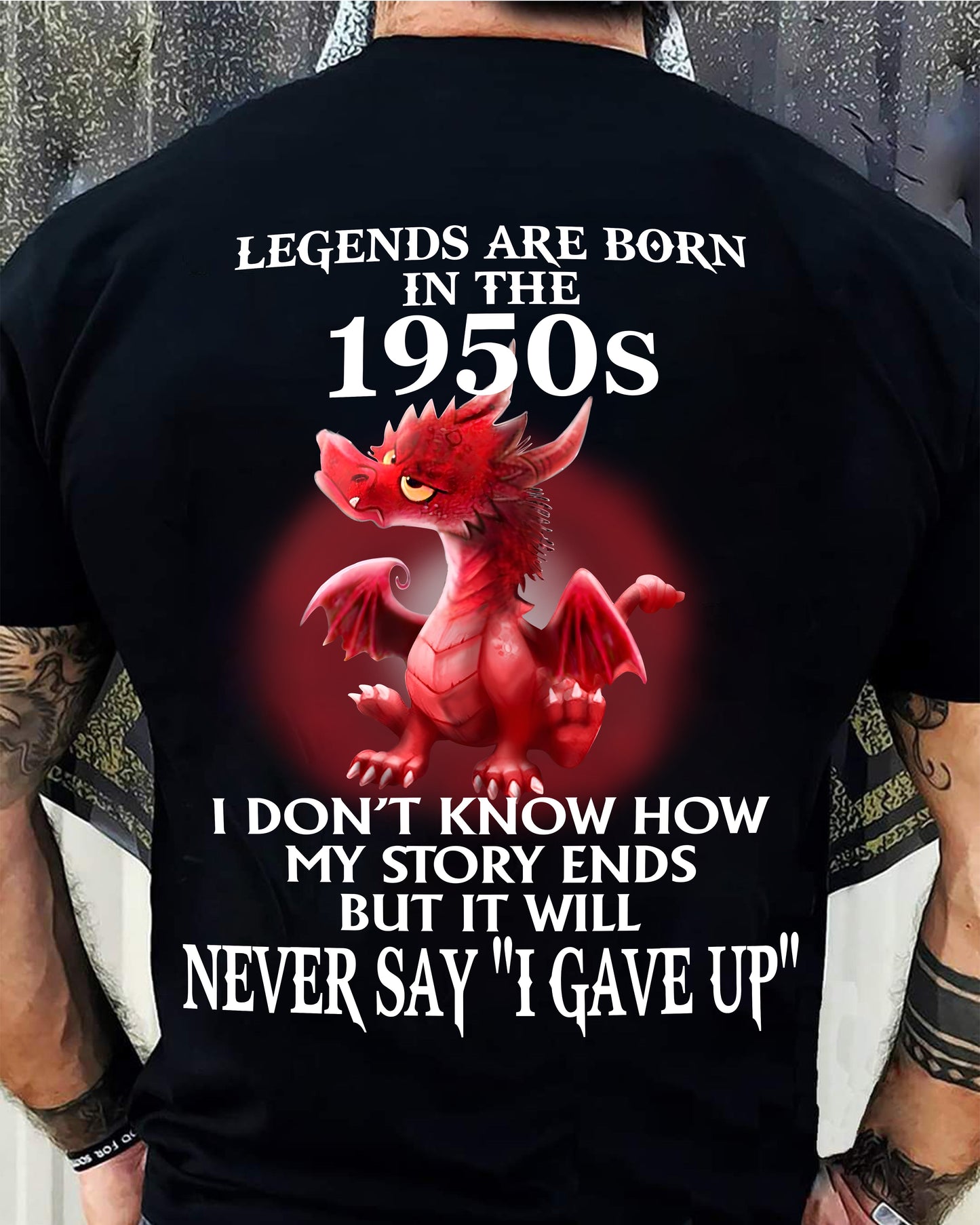 1950s - NEVER SAY GIVE UP - BIRTHDAY T-SHIRT FOR MEN - NGHL00 (SKU12-163-1950)