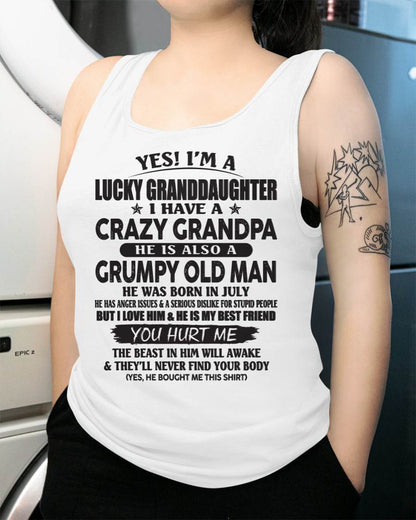 JULY - LUCKY GRANDDAUGHTER OF CRAZY GRANDPA - PERFECT GIFT FOR YOUR GRANDDAUGHTER FROM GRANDPA - DTSM07 (SKU10-150-07)