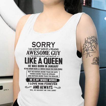 January - Sorry I am already taken by a freaking awesome guy - Gift for Wife From Husband - NGHL01 (SKU08-25-01)