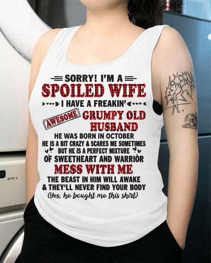 OCTOBER - SPOILED WIFE OF AWESOME GRUMPY OLD HUSBAND - PERFECT GIFT FROM HUSBAND - NGHL10 (SKU12-111-10)