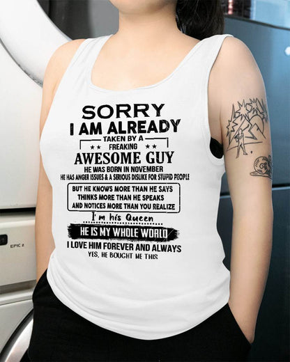 November - Taken by an Awesome Guy Shirt - Perfect Gift For Your Girlfriend NGHL11 (SKUT08-11-11)