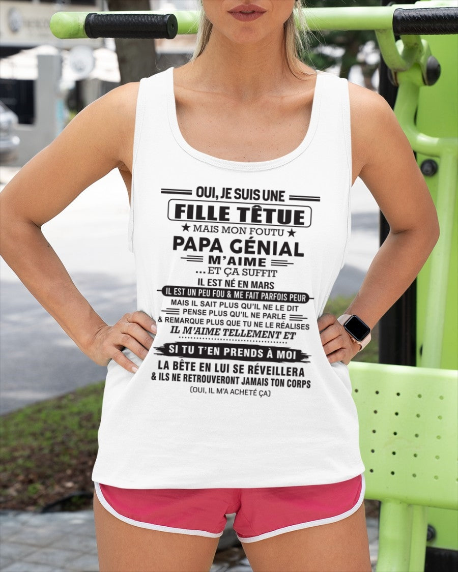 MARS - Oui, je suis une fille têtue – T-shirt | Cadeau d’anniversaire de papa pour sa fille - NGHL03 / fr03 (SKU12-214-03)