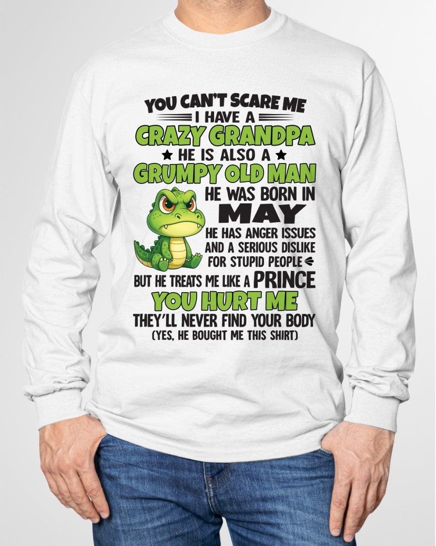 Gift for Grandson NGHL05 - You Can’t Scare Me I Have A Crazy Grandpa T-Shirt - Birthday Gift From May Grandpa / Man - (SKU09-121-05)