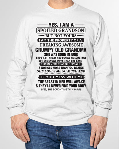 Yes I’m A Stubborn Grandson T-Shirt – Birthday Gift From June Grandma / Woman - NGHL06 (SKU10-171-06)