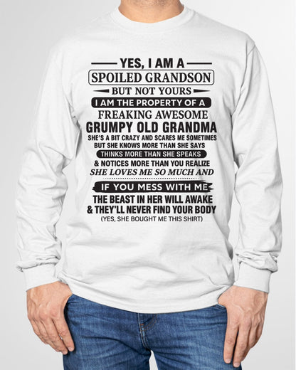 Yes I’m A Stubborn Grandson T-Shirt – Birthday Gift From Grandma / Woman - NGHL00 (SKU10-171-00)