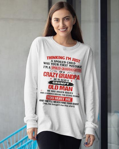 Spoiled Granddaughter of a Crazy Grandpa Shirt – Birthday Gift from Grandpa / Man - NGHL00 (SKU12-200-00)