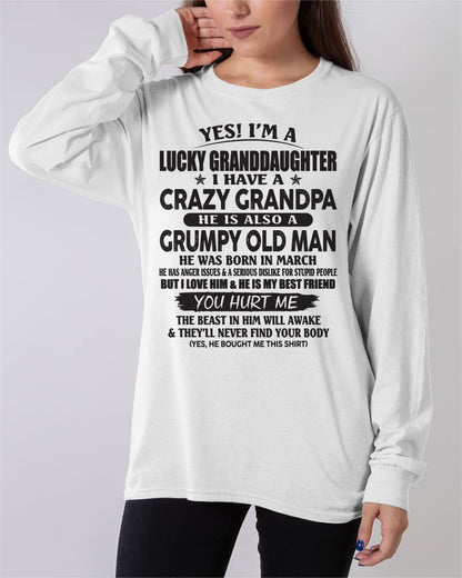MARCH - LUCKY GRANDDAUGHTER OF CRAZY GRANDPA - PERFECT GIFT FOR YOUR GRANDDAUGHTER FROM GRANDPA - DTSM03 (SKU10-150-03)