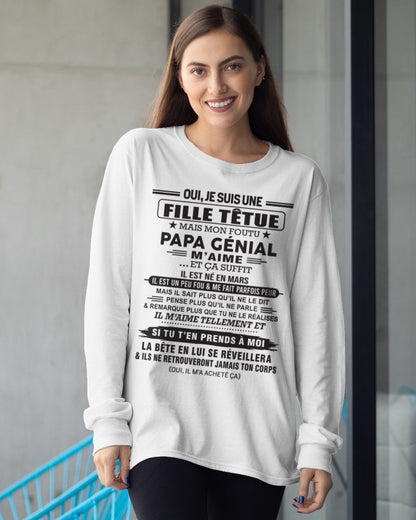 MARS - Oui, je suis une fille têtue – T-shirt | Cadeau d’anniversaire de papa pour sa fille - NGHL03 / fr03 (SKU12-214-03)