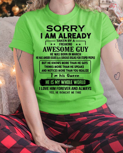 March - Taken by an Awesome Guy Shirt - Perfect Gift For Your Girlfriend NGHL03 (SKUT08-11-03)