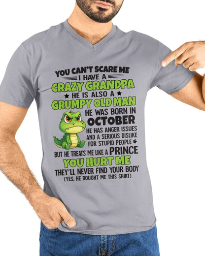Gift for Grandson NGHL10 - You Can’t Scare Me I Have A Crazy Grandpa T-Shirt - Birthday Gift From October Grandpa / Man - (SKU09-121-10)