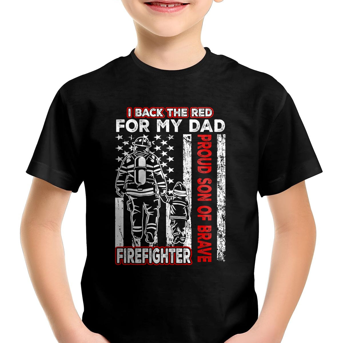 I Back The Red For My Dad Proud Son Firefighter Fathers Day T-Shirt - Gift From Dad Unisex T-Shirt/Hoodie - NGHL00 (SKUT-2310EMAILDS-33)