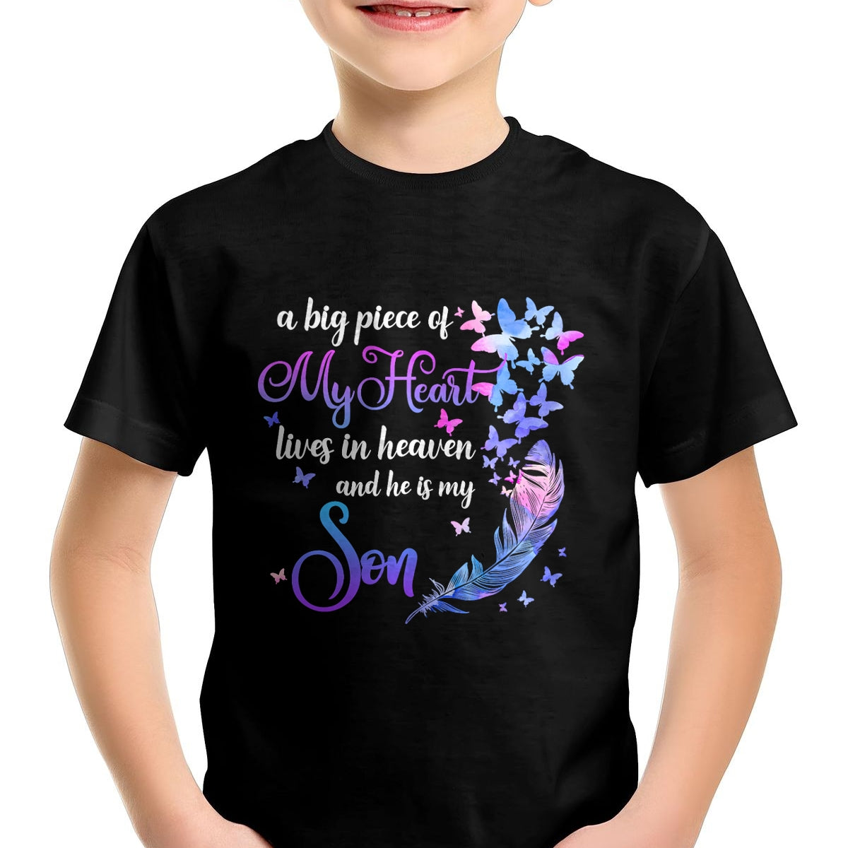 My Son Lives In Heaven Memorial Quotes Love Mom Dad Matching T-Shirt - Gift From Dad Unisex T-Shirt/Hoodie - NGHL00 (SKUT-2310EMAILDS-40)