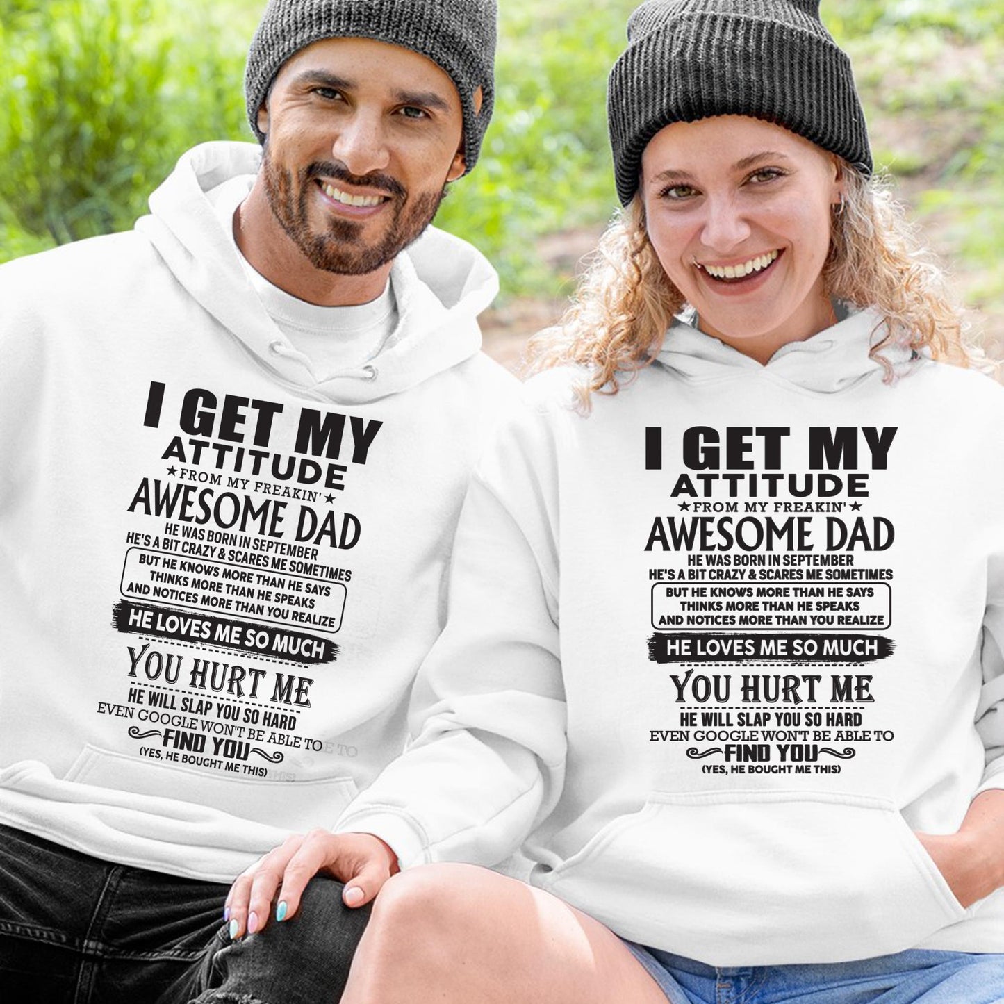 September - I GET MY ATTITUDE FROM MY FREAKIN' AWESOME DAD - Gift for Son and Daughter From Dad - NGHL09 (SKU-TDD-09)