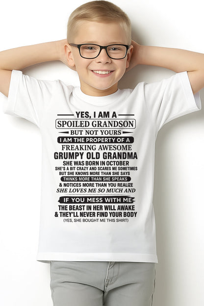 Yes I’m A Stubborn Grandson T-Shirt – Birthday Gift From October Grandma / Woman - NGHL10 (SKU10-171-10)