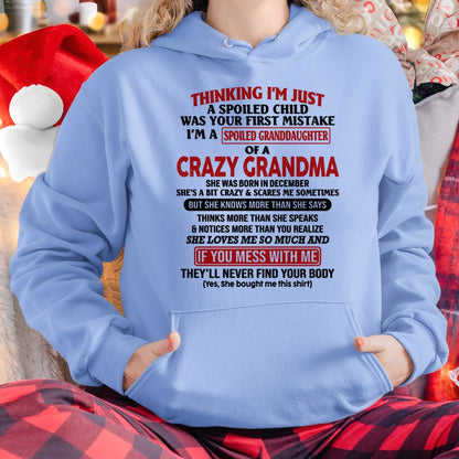 DECEMBER - I'M A SPOILED GRANDDAUGHTER OF A CRAZY GRANDMA - From Grandma - NGHL12 (SKU-GMD1-NTT12)