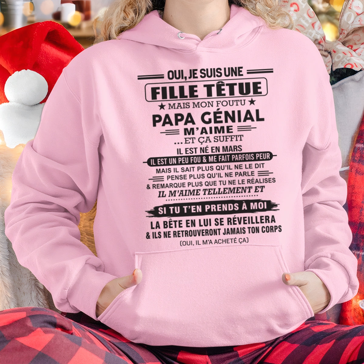 MARS - Oui, je suis une fille têtue – T-shirt | Cadeau d’anniversaire de papa pour sa fille - NGHL03 / fr03 (SKU12-214-03)