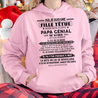 MARS - Oui, je suis une fille têtue – T-shirt | Cadeau d’anniversaire de papa pour sa fille - NGHL03 / fr03 (SKU12-214-03)
