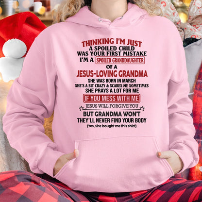 Christian Girl Shirt – Spoiled by Grandma March Edition – From Grandma to Granddaughter NGHL03 (SKU07-181-03)