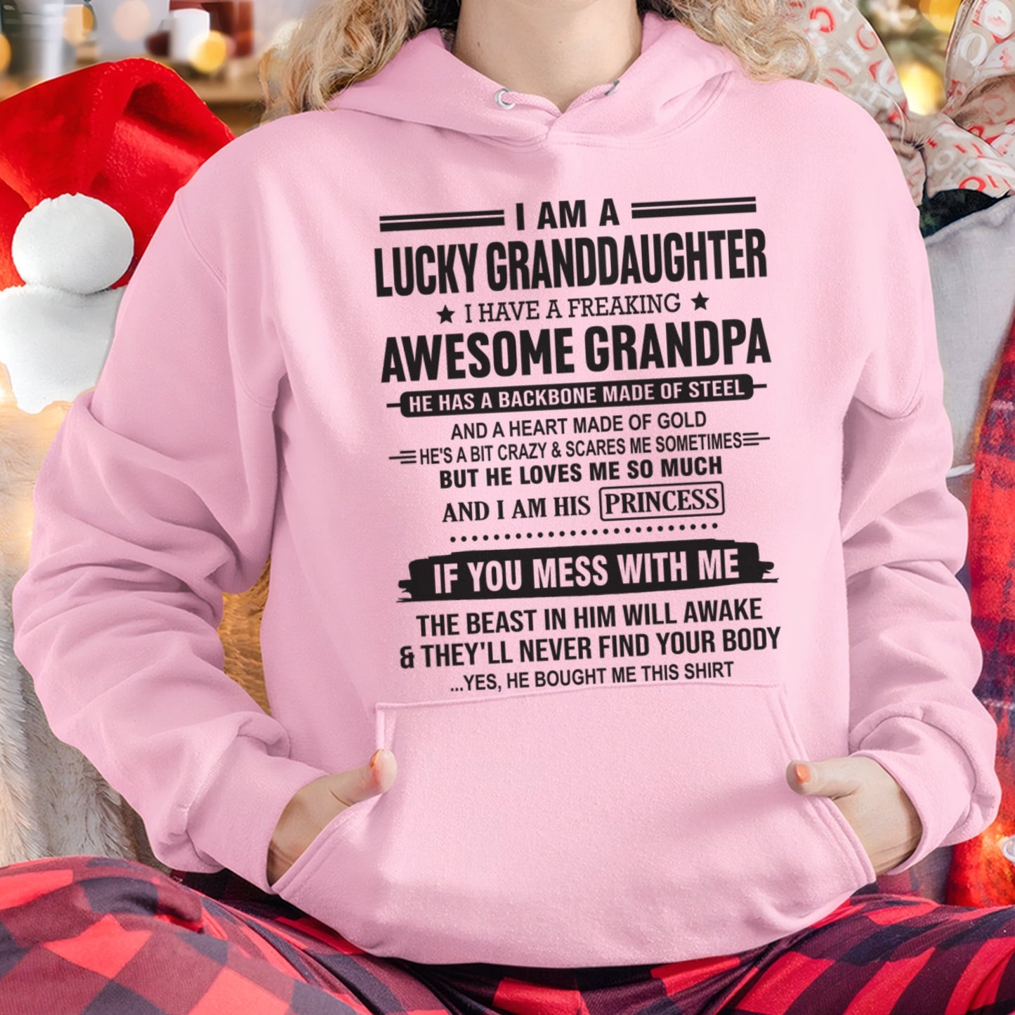 I Am A Lucky Granddaughter T-Shirt – Birthday Gift From Grandpa / Man - NGHL00 (SKU11-122-00)