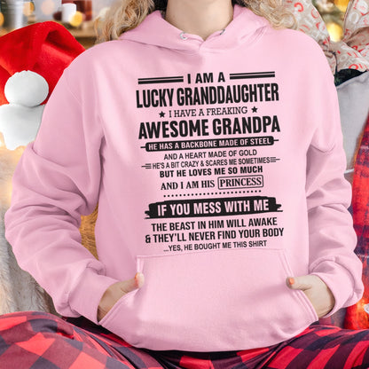 I Am A Lucky Granddaughter T-Shirt – Birthday Gift From Grandpa / Man - NGHL00 (SKU11-122-00)