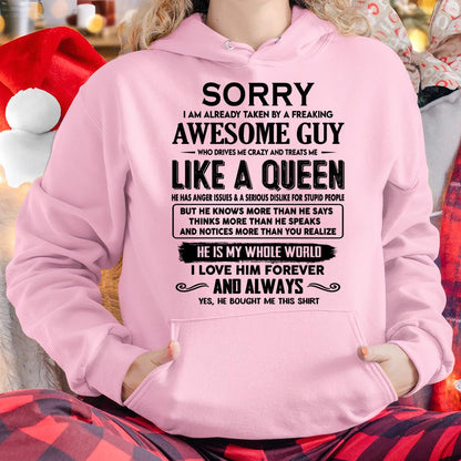 Sorry I am already taken by a freaking awesome guy - Gift for Wife From Husband - NGHL00 (SKU-SRG-00)