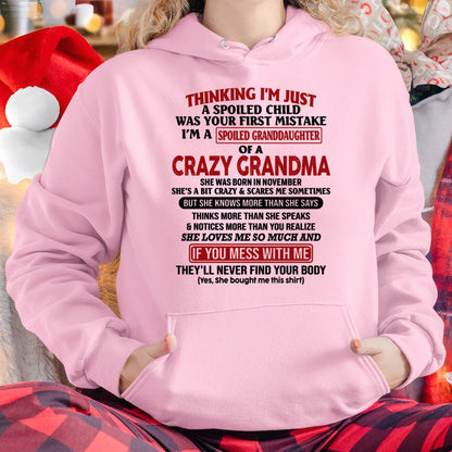 NOVEMBER - I'M A SPOILED GRANDDAUGHTER OF A CRAZY GRANDMA - From Grandma - NGHL11 (SKU-GMD1-NTT11)