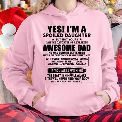 September - I'm Spoiled Daughter - Gift for Daughter from Dad - NGHL09 (SKU-TDD1206-09)