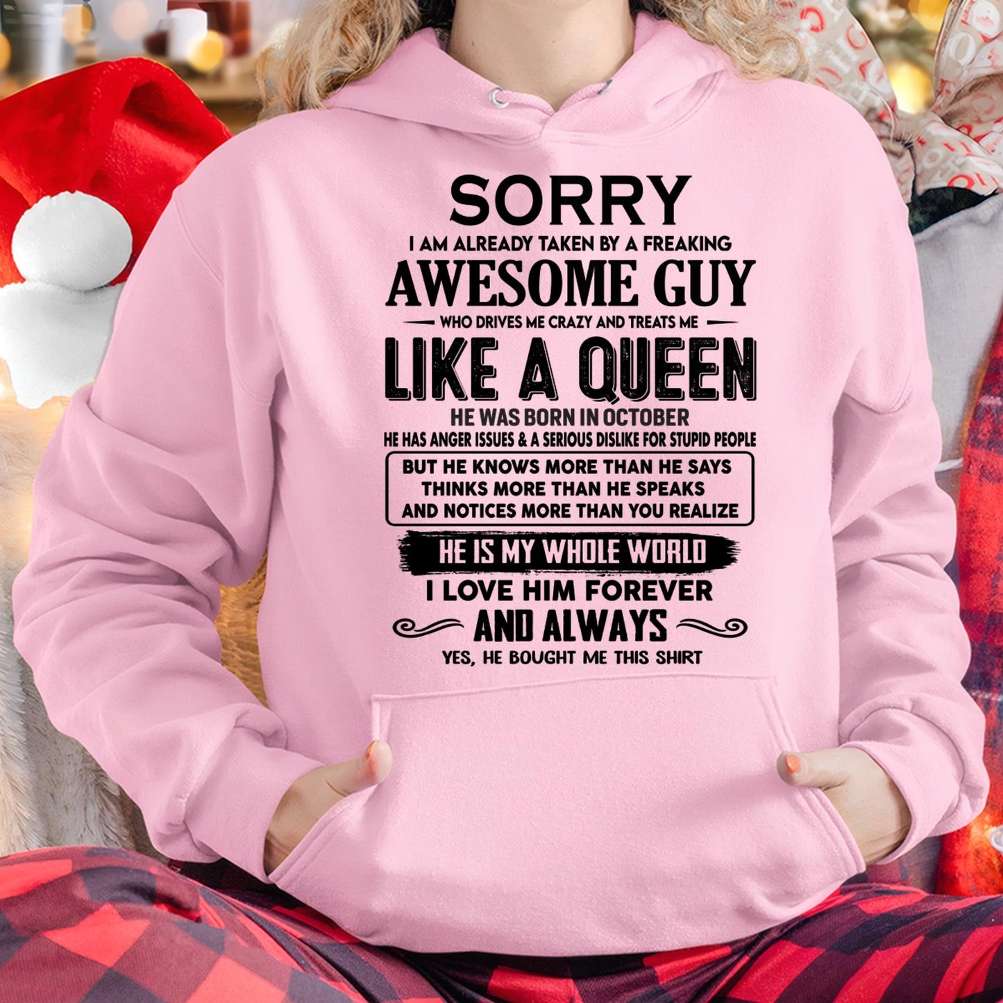 October - Sorry I am already taken by a freaking awesome guy - Gift for Wife From Husband - NGHL10 (SKU-SRG-10)