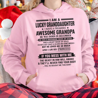 I Am A Lucky Granddaughter T-Shirt – Birthday Gift From December Grandpa / Man - NGHL12 (SKU11-122-12)