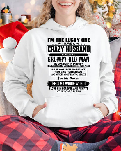 January - I am Lucky One I Have A Crazy Husband - Gift for Wife From Husband - NGHL01 (SKUT-LUCKYONE-01)